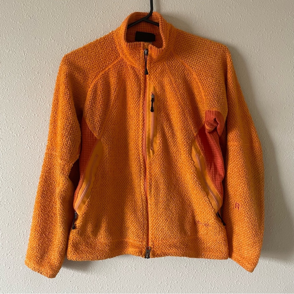 Orange Patagonia fleece zip up womens
